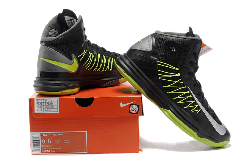 Nike Lunar Hyperdunk X Olympic Black Green White Logo Shoes