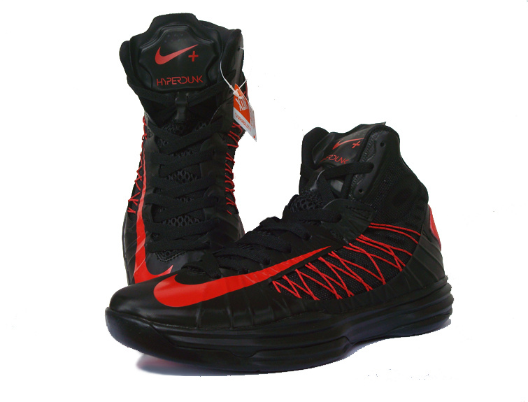 Nike Lunar Hyperdunk X Olympic Black Red Red Logo Shoes