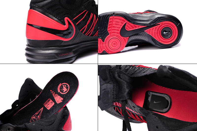 Nike Lunar Hyperdunk X Olympic Black Red Red Logo Shoes