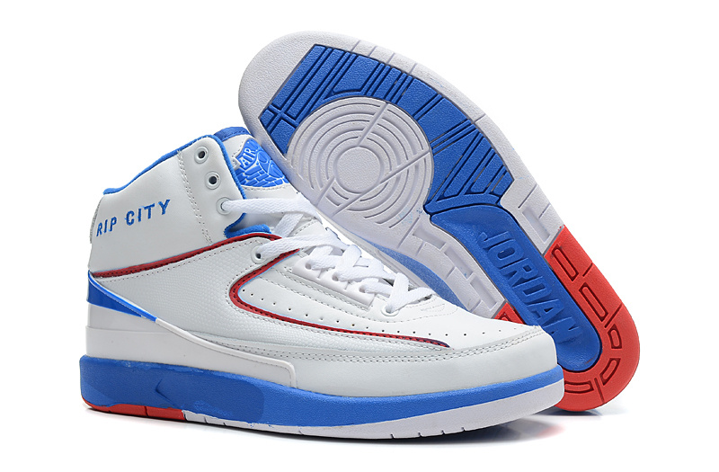 New Nike Air Jordan 2 Basketball Shoes White Blue Red