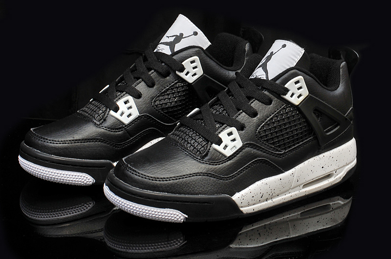 Nike Jordan 4 Retro Shoes Black White For Women