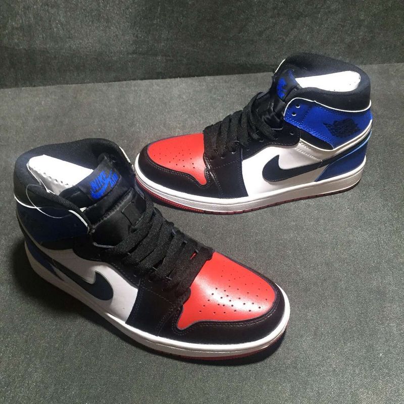 red white and blue jordans 1
