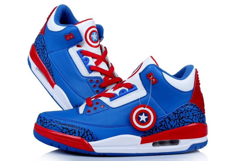 New Air Jordan 3 Retro Captain America Edition Blue White Red Shoes