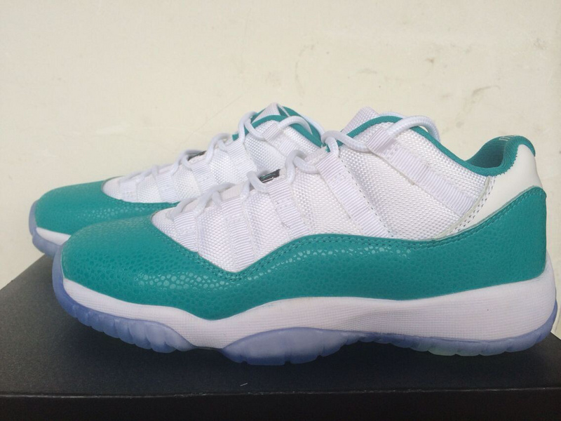 2014 Nike Air Jordan 11 Low Basketball Shoes White Green Snakeskin