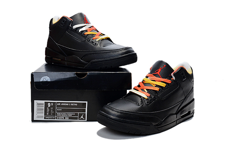 Nike 2015 Air Jordan 3 Retro Black Colorful Shoes