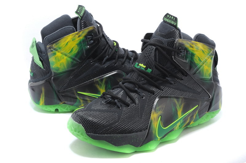 New Nike Lebron James 12 Black Green Shoes