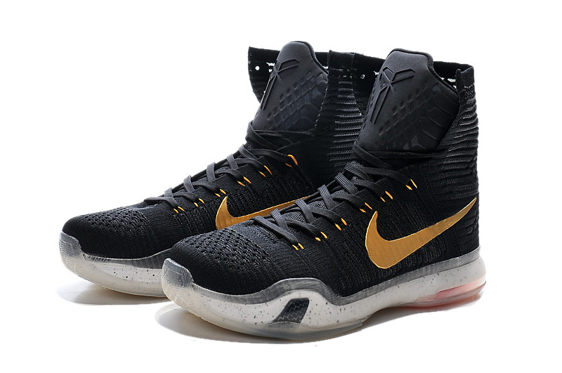 Nike Kobe Bryant 10 High Black Gold Shoes [KBH001] - $125.00 : Kobe And