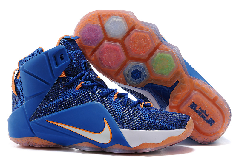 Nike Lebron James 12 Blue White Orange Basketball Shoes