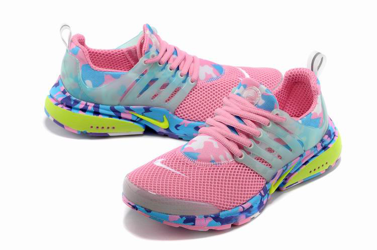 Women Nike Air Presto 1 Camo Pink Blue Yellow Shoes